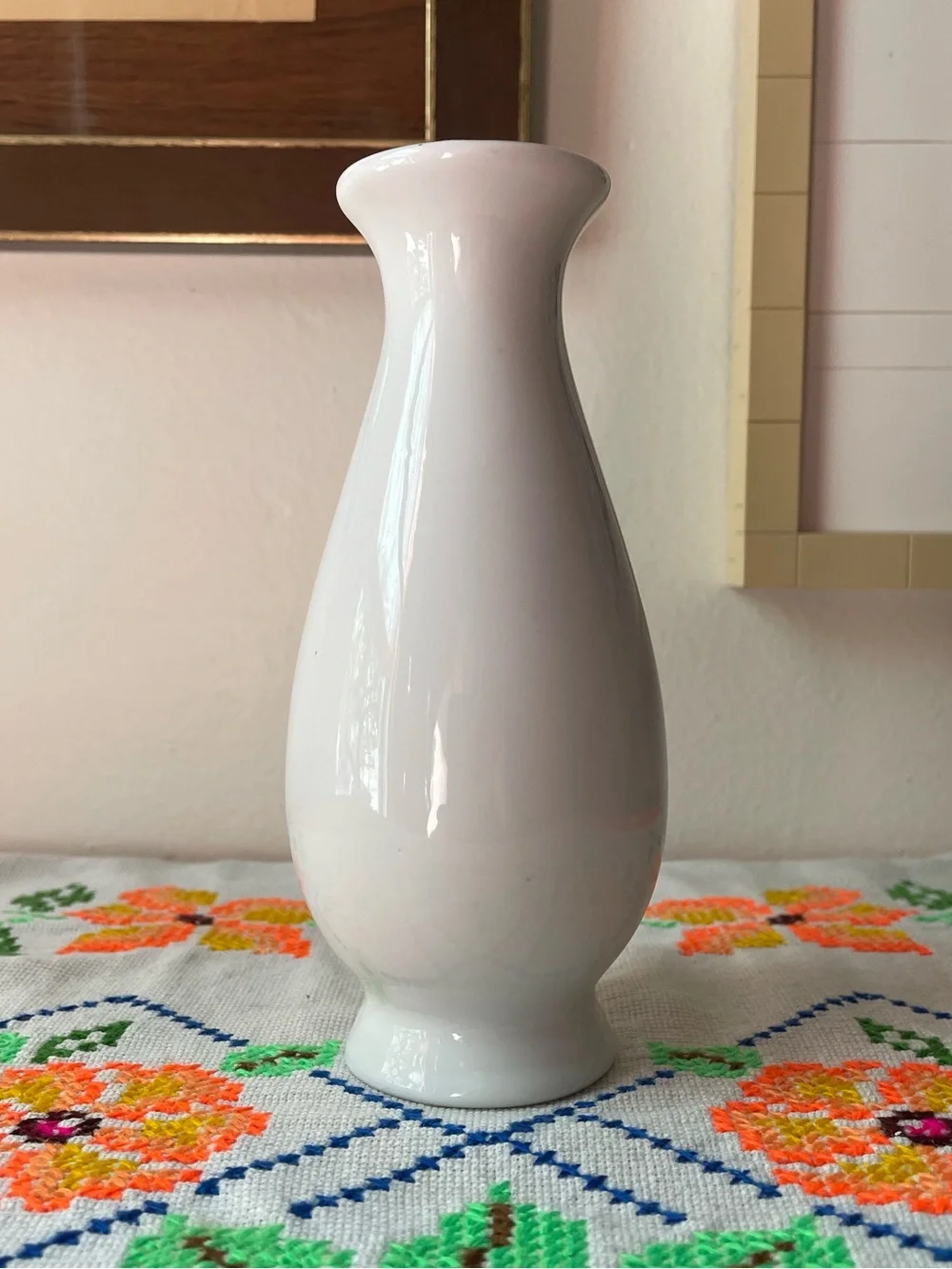 Vintage Ceramic Bud Vase with Orange Flowers and Butterflies